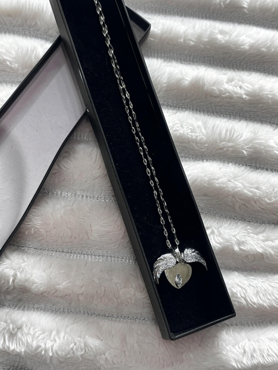 Stainless Steel Angel Wing Heart Pendant Necklace - Silver-Tone Elegance