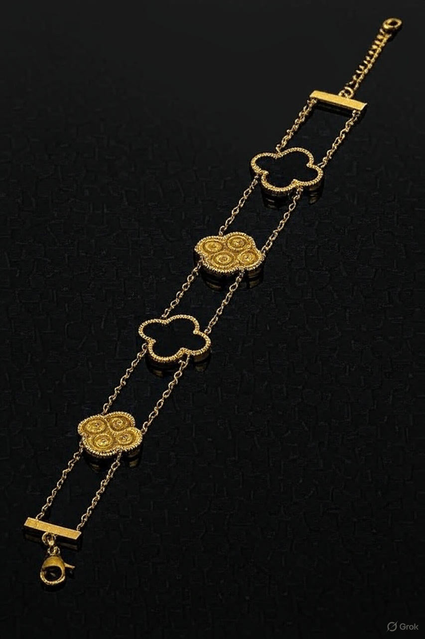 Stainless Steel Clover Charm Bracelet
