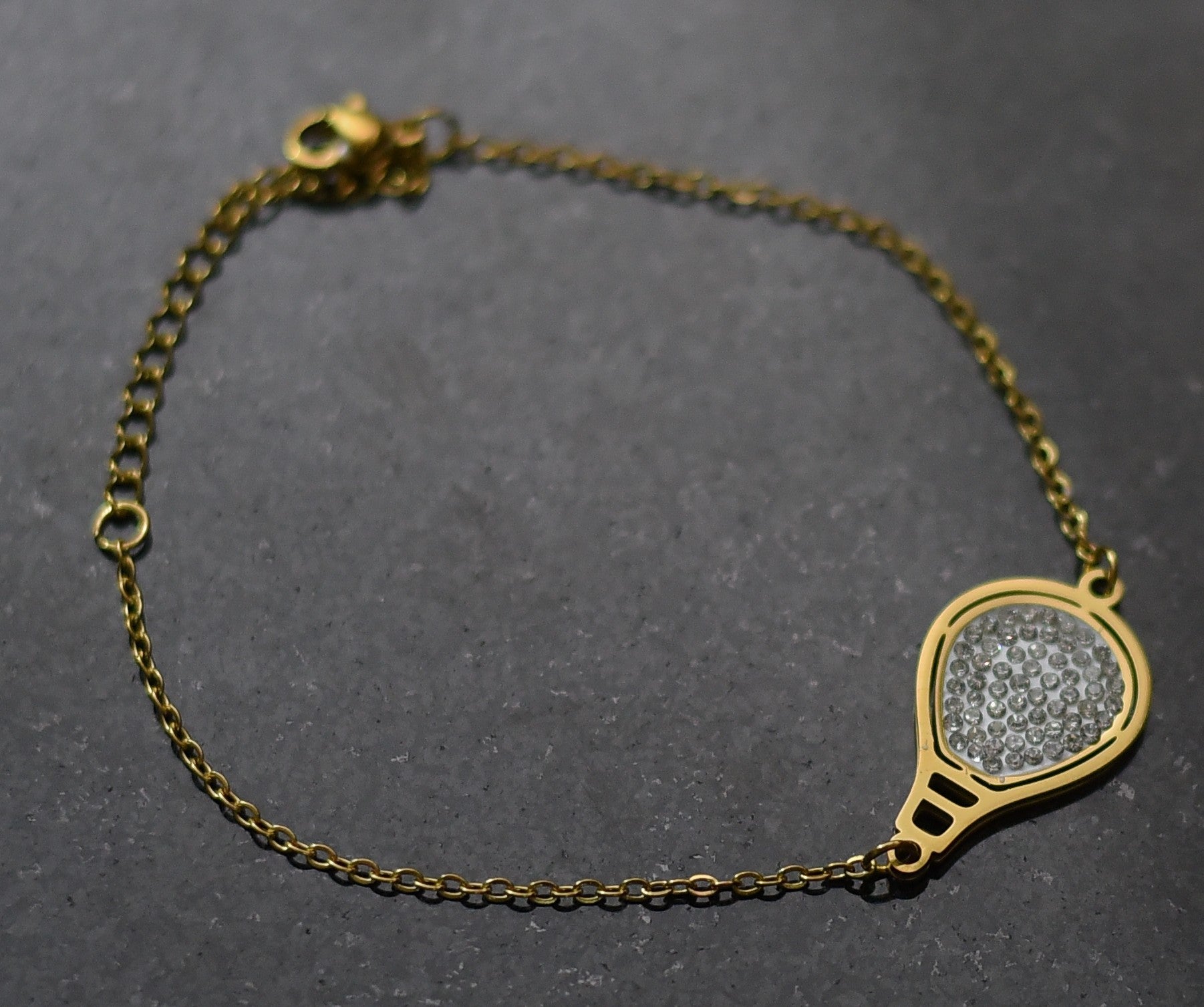 Elham Classic Oval Studded Bracelet with White and gold Onyx Silver925