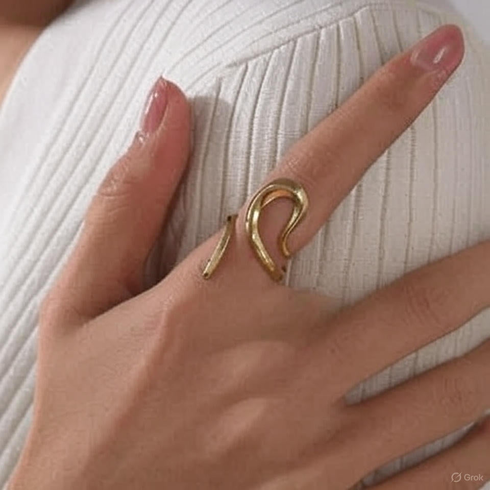 Elegant Stainless Steel Open Wave Ring