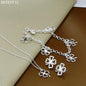 Sterling Silver Four leafed Clover Chian Necklace Bracelet Earring Set For Woman Wedding Engagement Fashion Jewelry