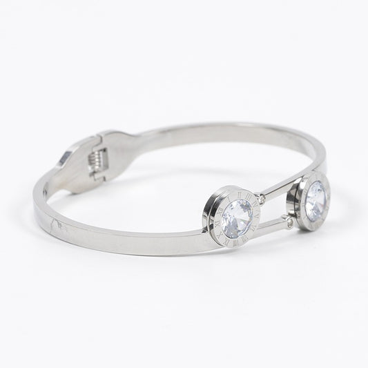 Hot Selling Fashion Simple Customizable Jewelry Gift Silver Plated Stainless Steel Charm Bracelet & Bangles for Women