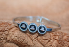 Ouz Classic Rectangle Studded Bangle with Zircon Silver925