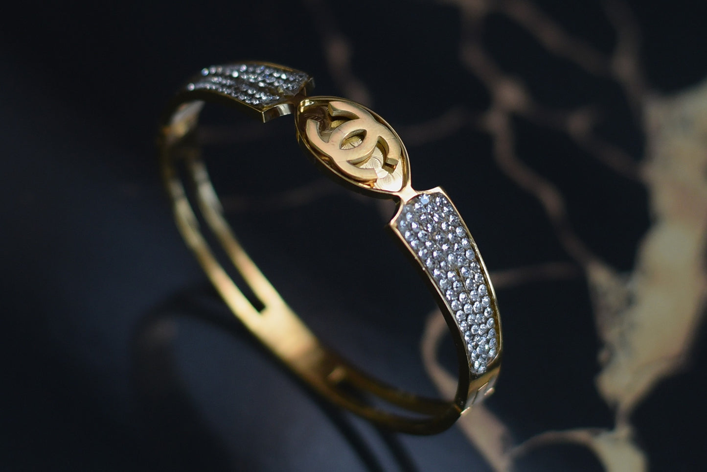 Round Studded Bangle with Zircon Silver925