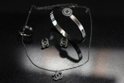 Khayyam Classic Round Studded Bangle with Zircon Silver92
