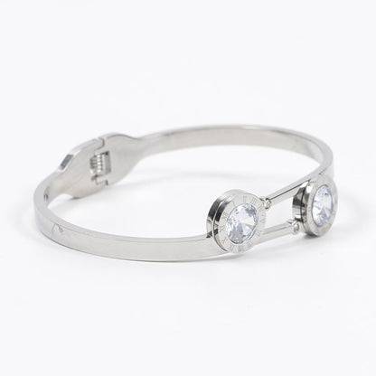 Hot Selling Fashion Simple Customizable Jewelry Gift Silver Plated Stainless Steel Charm Bracelet & Bangles for Women