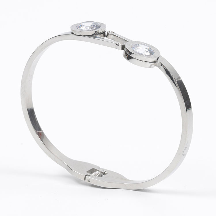 Hot Selling Fashion Simple Customizable Jewelry Gift Silver Plated Stainless Steel Charm Bracelet & Bangles for Women