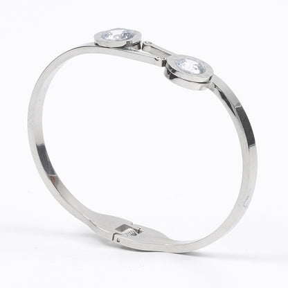 Hot Selling Fashion Simple Customizable Jewelry Gift Silver Plated Stainless Steel Charm Bracelet & Bangles for Women