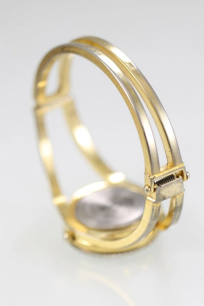 Cache Watch Women Silver Gold Stainless Steel Water Resist Battery White Quartz