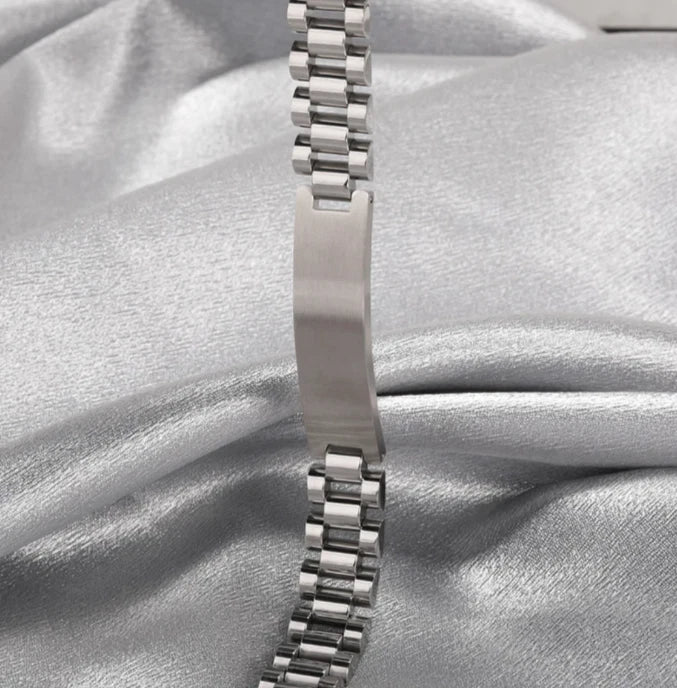Bracelet Men Jewelry Gold Silver Chain Engraved Nameplate Cursive