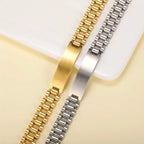 Bracelet Men Jewelry Gold Silver Chain Engraved Nameplate Cursive