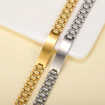 Bracelet Men Jewelry Gold Silver Chain Engraved Nameplate Cursive